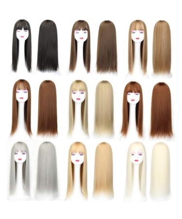 Women's 22 Long Straight Clip-In Synthetic Hair Extensions with Bangs - Thinning Hair Solution in 613# Golden Blonde - International Shipping - Buy Online on GoSupps.com