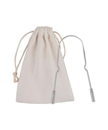 Tebinzi tongue cleaner stainless steel tongue cleaning brush-healthy oral hygiene care for adults U-shaped scrapers helps to reduce poor breath silver U-shape cloth bag