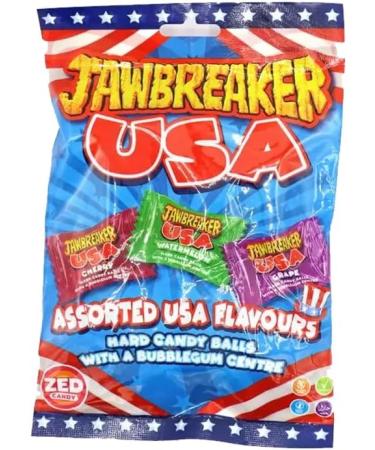 Zed-Candy Jawbreaker USA Bag 99g - Fruit Favoured Hard Candy Balls with A Bubblegum Centre | Pick any number of bags - Buy Online on GoSupps.com