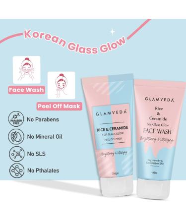 Glam.veda Rice & Ceramide Combo | Skin Brightening & Anti Dullness | Improves skin barrier | Suitable For Dry to Combination Skin types | Face Wash & Peel Off Mask Combo - Buy Online on GoSupps.com