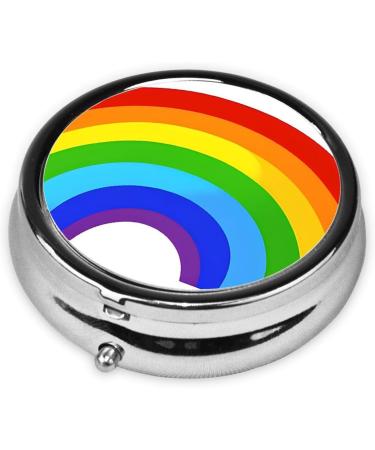 Rainbow Printed Round Pill Box - Portable 3 Compartment Organizer for Travel & Vitamins - Buy Online on GoSupps.com