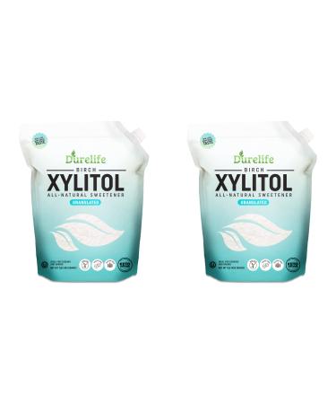 DureLife XYLITOL Sugar Substitute 1 LB Bulk 2 Pack (16 OZ) Made From 100% Pure Birch Xylitol NON GMO - Gluten Free - Kosher, Natural sugar alternative