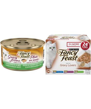 Fancy Feast Gravy Lovers Salmon + Variety Pack Wet Cat Food (24 Cans) Cat Food + Cat Food (24 Pack)
