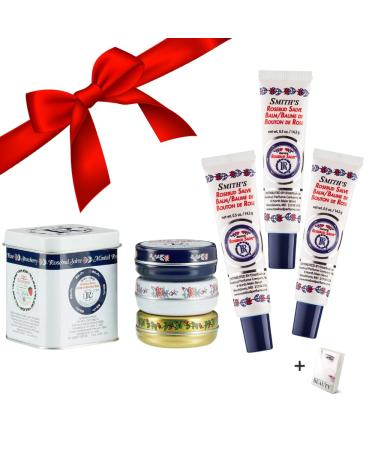 Smiths Rosebud Salve- Collectors Lavish Layers 0.8oz Set & 0.5oz Rosebud Trio Lip Balm- Original Rose Salve Minted Rose Strawberry Lip Balm Bulk & Trio Rosebud Lip Gloss Tubes Set- Self Care E-book