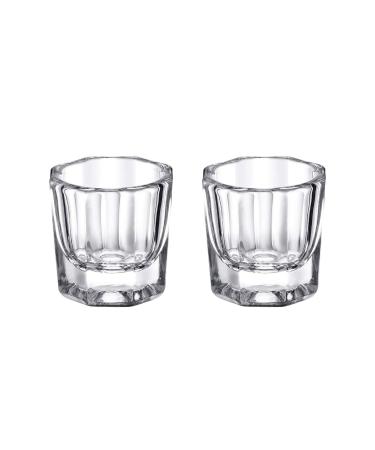 FRCOLOR 2 Pieces Nail Art Clear Glass Crystal Cup Bowl Dappen Dishes Cup Acrylic Glass Jar for Nail Art Manicure Care Tools