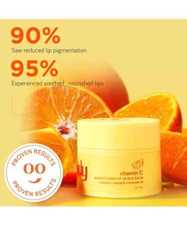 Vitamin C Brightening Lip Scrub Balm - Mandarin Orange & Argan Oil for Chapped Lips | Vegan Cruelty-Free | Nourishing Glycerine & Turmeric | 15g - Buy Online on GoSupps.com