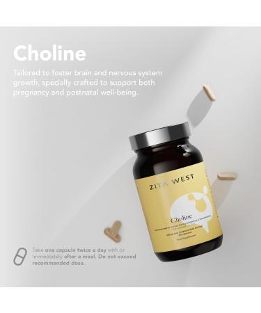 Zita West Choline Supplement - 400mg Choline Bitartrate for Pregnancy & Postnatal Support 60 Capsules (1 Month Supply) - Buy Online on GoSupps.com