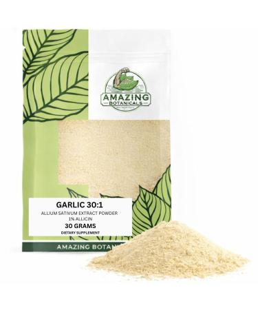 Amazing Botanicals Premium Garlic Extract Powder 30:1 | 1% Allicin | Allium Sativum | Vegan Non-GMO No Added Sugar 30 Grams