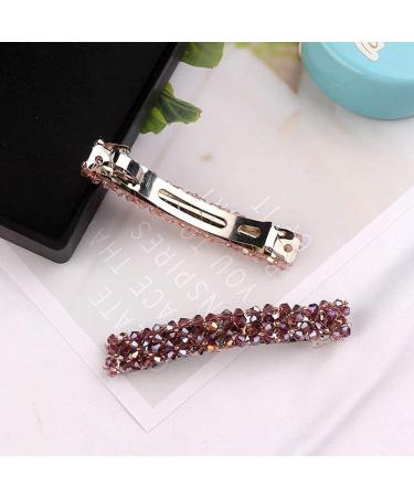 3 Pcs Crystal Hair Clips for Women - Elegant Rectangular French Automatic Hair Accessories for Thin & Thick Hair - Buy Online on GoSupps.com