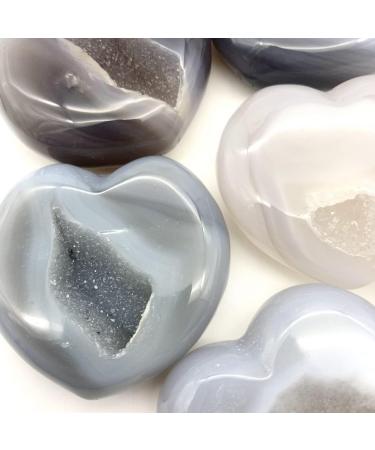 Room Decoration Gemstones for Decoration Natural Geode Agate Heart-Shaped Cluster Handmade Raw Quartz Carved Polished Decoraction Decor Stones Aura Crystal (Size : 55-65mm) - Buy Online on GoSupps.com