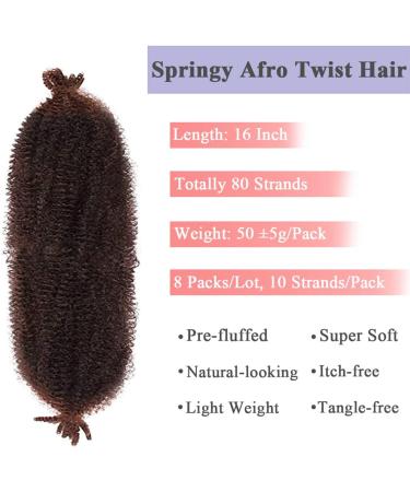 Leeven 16 Inch Pre Separated Springy Twist Hair for Marley Locs 8 Packs Pre-Fluffed Popping Spring Twist Crochet Hair for Distressed Locs Natural Afro Kinky Curly Marley Braiding Hair Extensions /T30# 16 Inch (Pack of 8) T30# - Buy Online on GoSupps.com