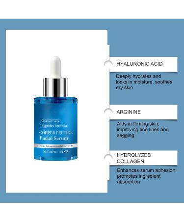 Copper Peptides Serum for Face Multi-Peptide Advanced Serum with Hyaluronic Acid & Collagen Anti-Aging Firming Fade Fine Lines Wrinkles Booster Moisturizing Glow Women Men 1 Oz - Buy Online on GoSupps.com