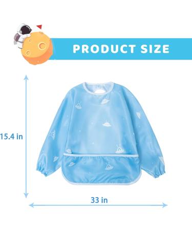 Little Dimsum Long-Sleeved Waterproof Baby Bib with Large Food Pocket (Uranus) - Buy Online on GoSupps.com