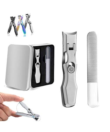 Luxgrip Nail Clipper Luxrious - The Luxurious Ultra Sharp Nail Clipper Lux Grip German Nail Clipper Sherum Nail Clipper Set (Silver)