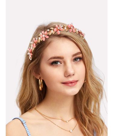 IYOU Princess Girls Headband Pink Flower Hair Bands Floral Leaf Birthday Communion Hair Accessories for Kids - Buy Online on GoSupps.com