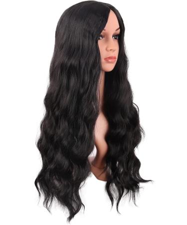 MapofBeauty 28 Inch/70 cm Long Wavy Middle Part with No Bangs Synthetic Fiber Curly Fashion Women Party Cosplay Wig (Black) - Buy Online on GoSupps.com
