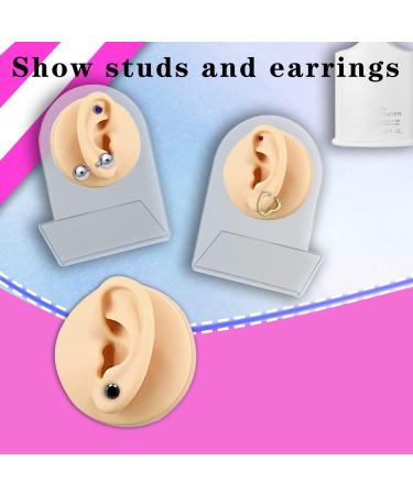 2Pcs Soft Silicone Ear Model with Acrylic Stand - Flexible Reusable Fake Ear for Piercing Practice and Jewelry Display (Skin Color) - Buy Online on GoSupps.com