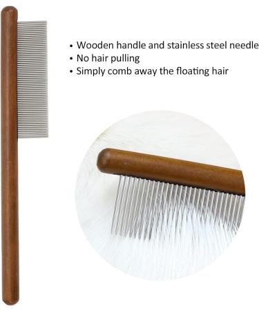 Cyrank Cat Combs - Stainless Steel Pet Comb with Wooden Handle for Cats Dogs & Rabbits | International Shipping Available - Buy Online on GoSupps.com
