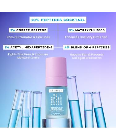 Hyphen 10% Power Peptide & 2% Copper Peptide Serum| Advanced Anti-Aging Formula | Reduces Fine Lines & Wrinkles | Glowing Skin | Face Serum For Men & Women | All Skin Types - 30ml - Buy Online on GoSupps.com