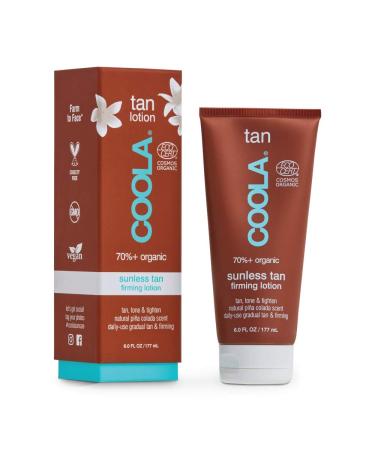 COOLA Organic Sunless Self Tanner Body Firming Lotion  Dermatologist Tested Anti-Aging Skin Care  Vegan and Non-GMO  Pina Colada  6 Fl Oz