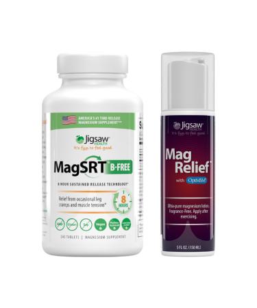 Jigsaw Health B-Free Magnesium Bundle | MagSRT (B-Free) 240 Tablets and MagRelief 5 Ounces (Lotion)