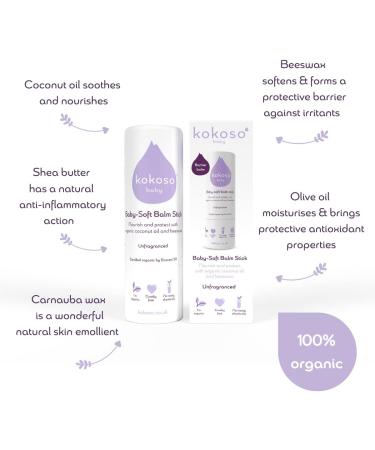 Kokoso Baby Soft Balm Stick 13g Unscented, 100% Natural & Organic Ingredients - Buy Online on GoSupps.com