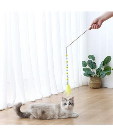 MUEEAD 3 Pcs Cat Teaser Wand With 5Pcs Long Tube Spring Cat Fur Ball Toy Cat Teaser Interactive Toy Feather Teaser Stick Fluffy Furball Teaser Stick Pet Toys - Buy Online on GoSupps.com