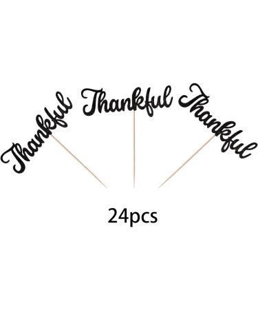 24 Pack Thankful Cupcake Toppers Glitter Thank You Cupcake Picks Thanksgiving Day Cupcake Decorations Wedding Anniversary Birthday Party Cake Decorations Black 6-black - Buy Online on GoSupps.com