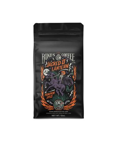 Bones Coffee Company Flavored Coffee Beans Jacked 'O' Lantern Pumpkin Spice | 12 oz Ground Coffee Beans Low Acid Medium Roast Gourmet Coffee Beans (Ground) Pumpkin Spice 12 Ounce (Pack of 1)