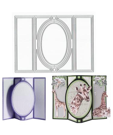 Estivaux 3D Card Shape Die Cuts for Card Making, Rectangular Shaped Gift Pop-Up Card Cutting Dies Sets Oval Banner Box Dies Stencils Embossing Template for Scrapbooking DIY Cards Album Crafts Supplies Style 2: Oval Rectangular