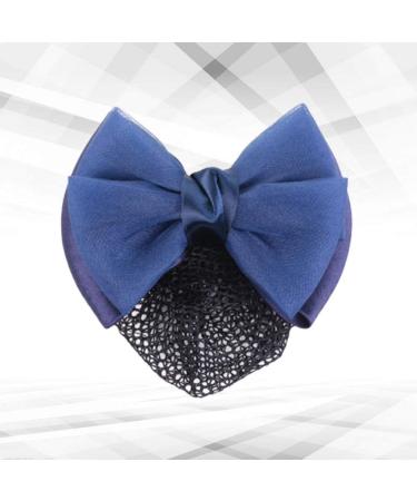 Bowknot Snood Net Barrette Hair Clip Bow Bun Cover Elastic Women Lady Hair Accessories Decor (Dark Blue) - Buy Online on GoSupps.com
