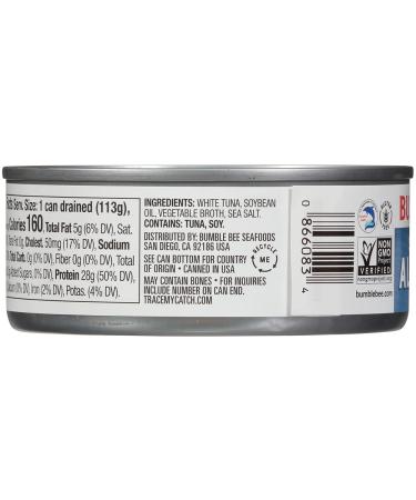 Bumble Bee Solid White Albacore Tuna in Oil 5oz Can (Pack of 24) | Wild Caught, Non-GMO, Gluten Free, Kosher - 28g Protein per Serving - Ideal for Tuna Salad & Recipes - Buy Online on GoSupps.com