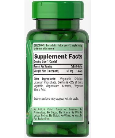 Puritan's Pride Zinc 50mg - 100 Caplets | Immune Support and Wellness - Buy Online on GoSupps.com