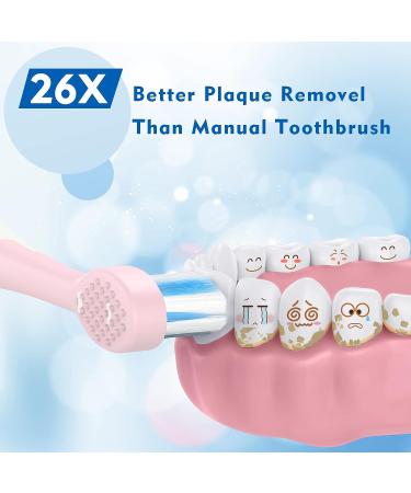 FUMEIKANG Kids Sonic Electric Toothbrush - Rechargeable Smart Timer Power Toothbrush for Boys and Girls - Pink Ages 3-12 - Buy Online on GoSupps.com