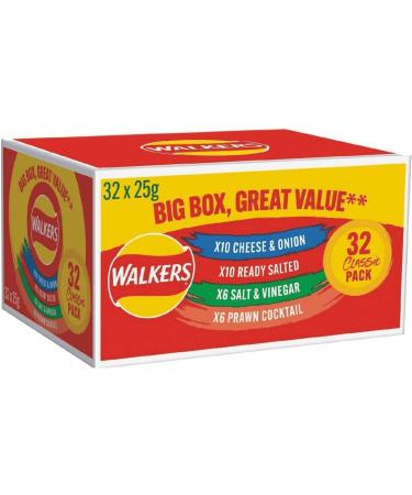 Walker Crisps Big Box 32x25g contains 4 Different Flavours 32 packs x25 gram - Variety Crisp Pack - Buy Online on GoSupps.com
