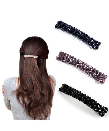 RY-EARL 3 Pieces Rhinestone Crystal Hair Pins Hair Clips for Women Hair Clips Shiny Hair Clips