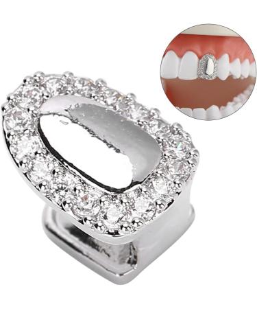 Teeth Decor Single Tooth Decoration Brass Match Easy Wearing for Party(Single Door Diamond Silver) - Buy Online on GoSupps.com