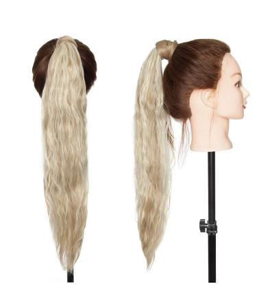 Ponytail Clip-In Braid Extension | Wavy Sandy Blonde & Bleached Hair | 20 (50cm) Realistic Hairpiece - Buy Online on GoSupps.com