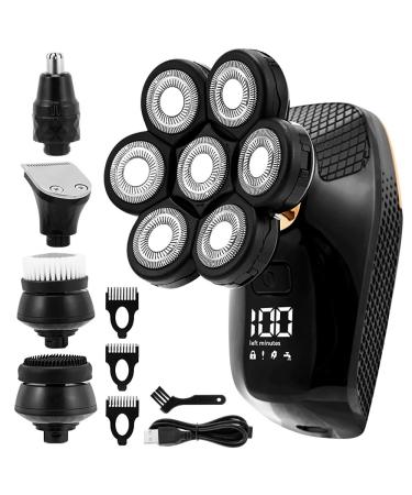 Head Shaver for Men 5 in 1 Shaver for Men 7D Independently 7 Cutter Floating Head Waterproof Electric Razor Multifunction USB Charge Trimmer