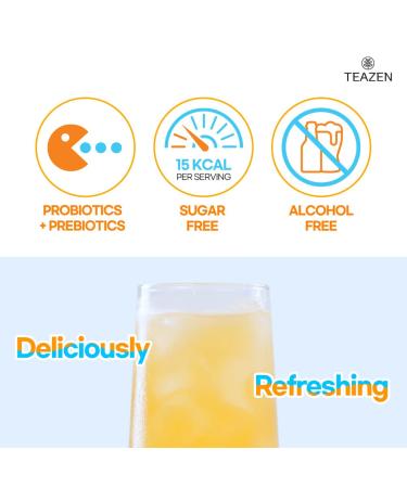 Teazen Kombucha Tea Zero Sugar Sparkling Powdered Mix with Live Probiotics & Prebiotics - 10 Sticks (Lemon) - Buy Online on GoSupps.com