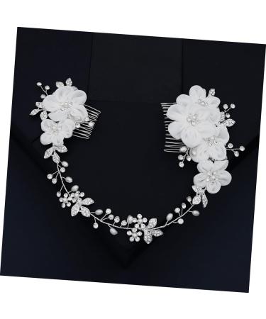 Beavorty Bridal Hair Accessories Chiffon flower comb bridal headpiece wedding hair comb bridal headdress bridal comb double head bride Accessories Bride Headpiece - Buy Online on GoSupps.com
