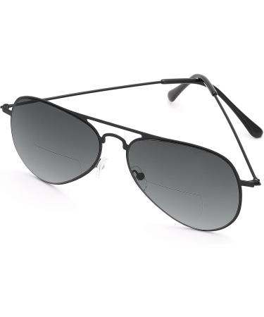 Yimi 2 Classic Bifocal Reading Glasses UV400 - Comfortable Metal Sunglasses for Men & Women - Black & Brown 2.0x - Buy Online on GoSupps.com