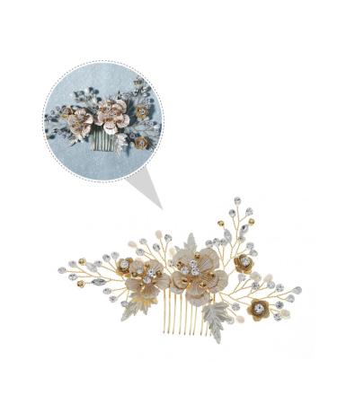 DOITOOL 1pc Comb Pearl Hair Pin Bridal Headdress Prom Hair Accessories Bridal Hair Barrette Bridal Hair Clip Headwear Decor Tiara Retro Rhinestone Headwear The Flowers Decorate Bride Alloy