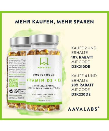 Buy High Dose Vitamin D3 K2 with Olive Oil | 2000 IU Vitamin D & 100 g K2 MK7 | GMO Gluten & Lactose Free | 180 Capsules | Sun Vitamins - Buy Online on GoSupps.com