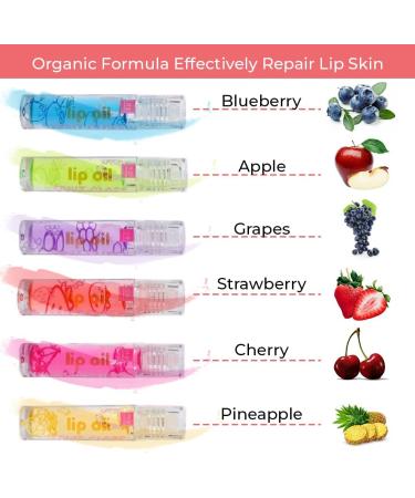 6 PCS Hydrating Lip Oil Set Roll-on Lip Oil with Fruit-Flavored Plumping LIP OIL Transparent Moisturizing No-Sticky Lip Care Long Lasting Lip GLoss (Strawberry Grape Cherry Peaches Orange Avocado) - Buy Online on GoSupps.com