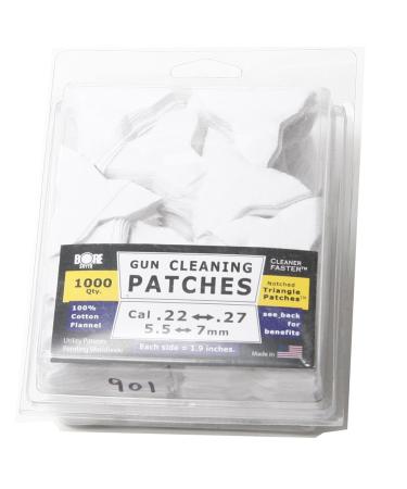 BoreSmith Triangle Patches, Cal 22 thru 27, Premium Gun Cleaning Patches, clamshell