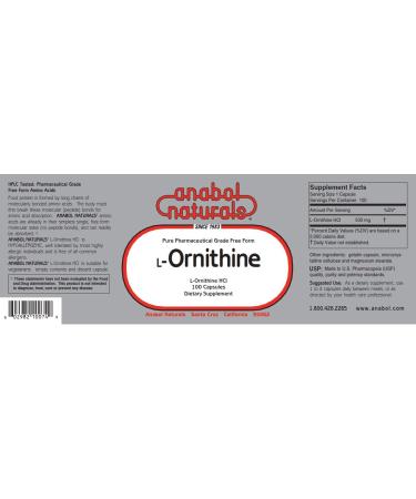 Buy L-Ornithine 100 Caps 500 mg - Free Form Amino Acid for Enhanced Performance | International Shipping Available - Buy Online on GoSupps.com