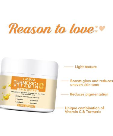 Turmeric Face Cream Vitamin C Face Cream Face Moisturiser Cream Dark Spot Remover for Face Natural Turmeric Face Moisturiser with Vitamin C Anti Aging Face Cream for Glowing Skin Firming - Buy Online on GoSupps.com