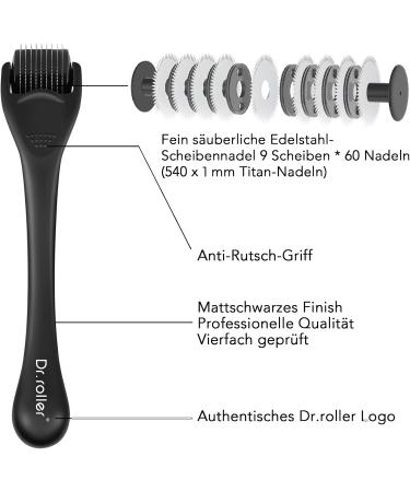 Dr. Roller Dermaroller 1mm - Stimulate Beard & Hair Growth with 540 Titanium Needles - Best Microneedling Tool for Scalp & Beard - Buy Online on GoSupps.com