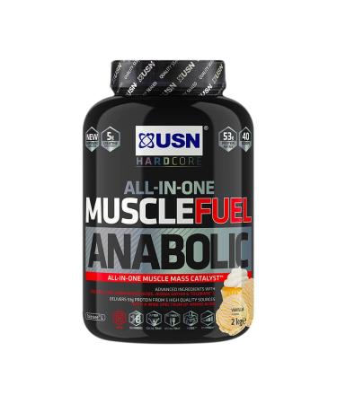 USN Muscle Fuel Anabolic Vanilla All-in-one Protein Powder Shake (2kg): Workout-Boosting Anabolic Protein Powder for Muscle Gain Vanilla 2 kg (Pack of 1)